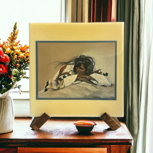 Penni Anne Cross Alawa-sta-we-ches Native American Woman Print In tile frame - Picture 1 of 5